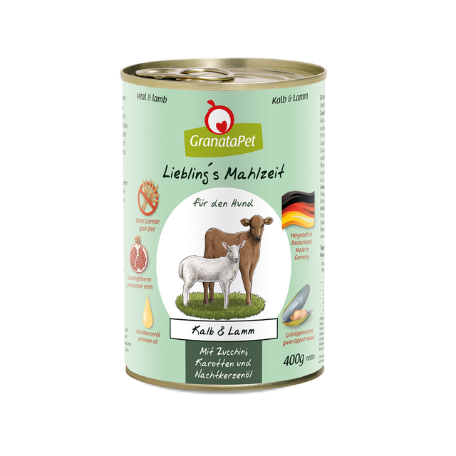 Granatapet Dog wet food Liebling's Mahlzeit veal & lamb