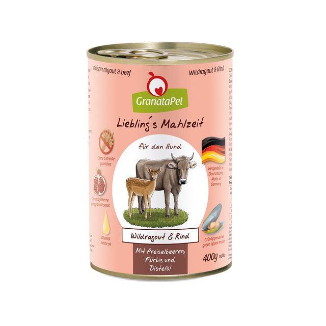 Granatapet Dog wet food Liebling's Mahlzeit venison ragout & beef