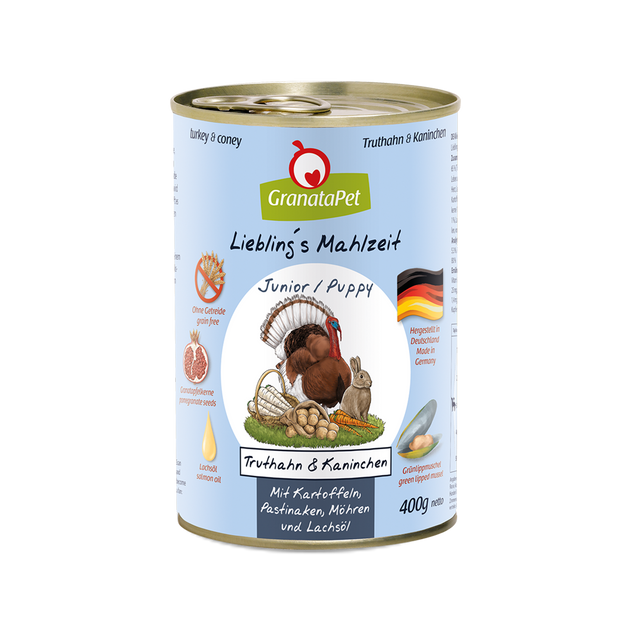 Granatapet Dog wet food Liebling's Mahlzeit turkey & coney Junior/Puppy