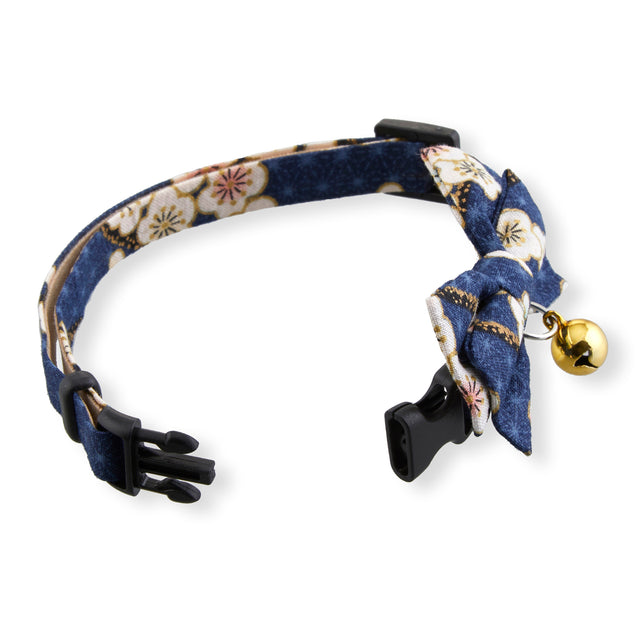 Necoichi Hanami Bow Tie Cat Collar Navy