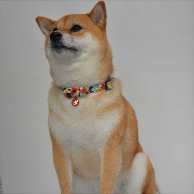 Necoichi Daruma Charm Bow Tie Dog Collar Red
