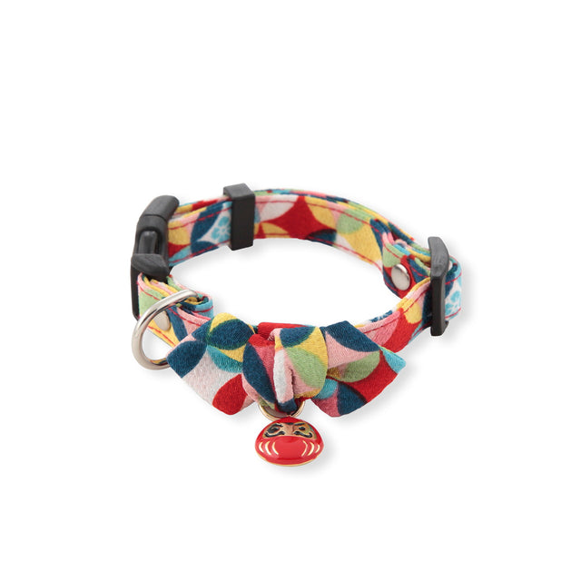 Necoichi Daruma Charm Bow Tie Dog Collar Red