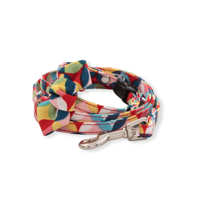 Necoichi Daruma Charm Bow Tie Dog Leash Red