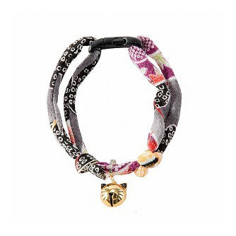 Necoichi Chirimen Hanabi Fireworks Cat Collar Grey