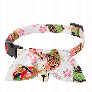 Necoichi Oribon Kimono Bow Tie Cat Collar White