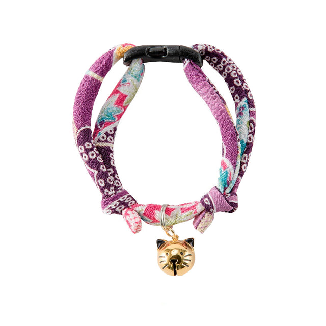 Necoichi Chirimen Hanabi Fireworks Cat Collar Purple