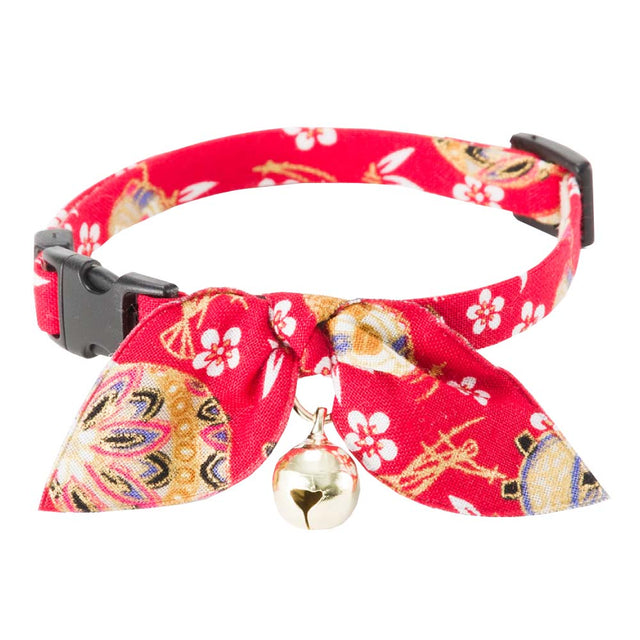 Necoichi Oribon Kimono Bow Tie Cat Collar Red