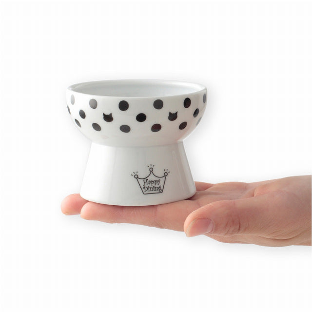 Necoichi Raised Cat Food Bowl Mini (Cat Dots)