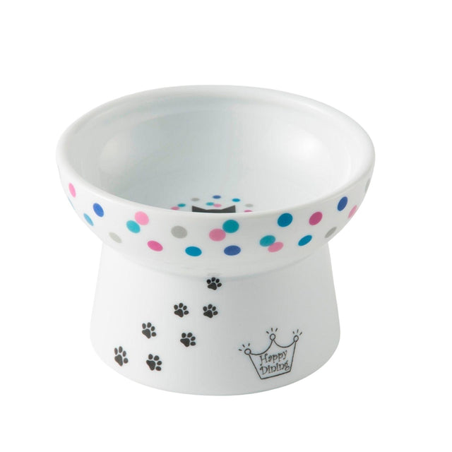 Necoichi Raised Cat Food Bowl (Colourful Dots)