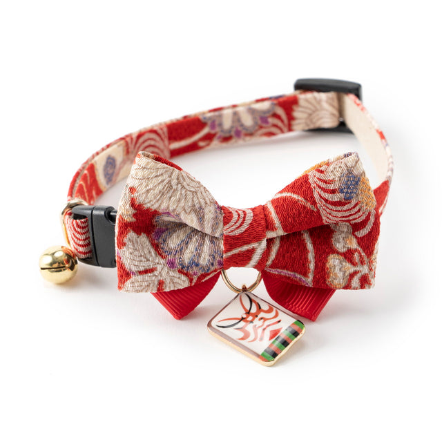 Necoichi Kabuki Charm Bow Tie Cat Collar Red