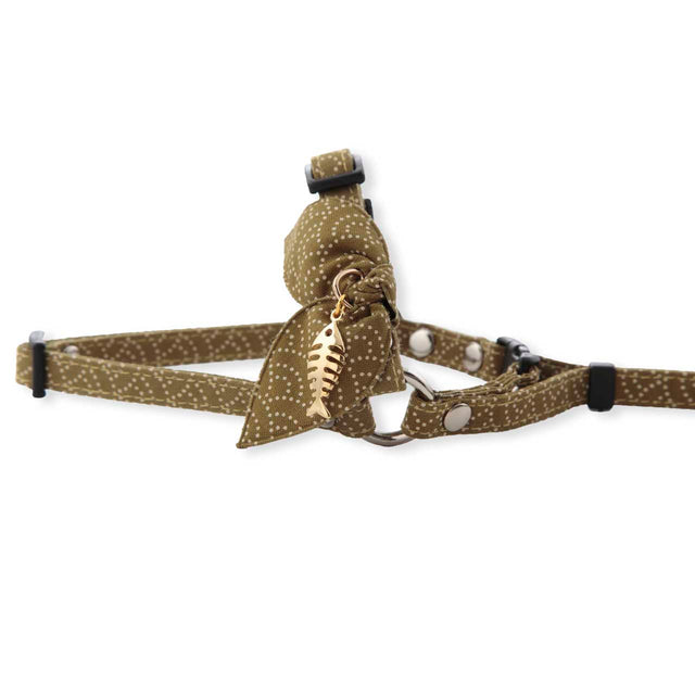 Necoichi ZEN Fish Charm Cat Harness & Leash Set Green