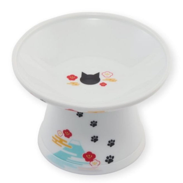 Necoichi Raised Cat Food Bowl Extra Wide (Fuji)