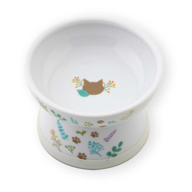 Necoichi Raised Cat Food Bowl (Botanical Garden)