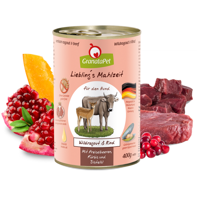Granatapet Dog wet food Liebling's Mahlzeit venison ragout & beef