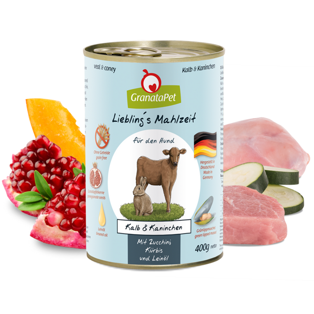 Granatapet Dog wet food Liebling's Mahlzeit veal & coney