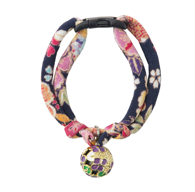 Necoichi Chirimen Temari Dynasty Cat Collar Purple