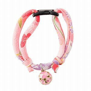 Necoichi Chirimen Cat Collar with Bell Pastel Pink