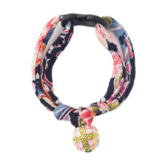 Necoichi Chirimen Temari Dynasty Cat Collar Navy