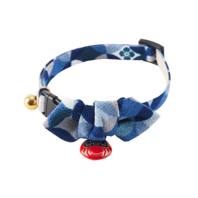 Necoichi Daruma Charm Bow Tie Cat Collar Blue