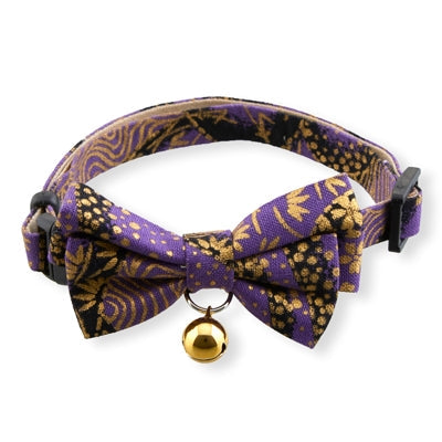 Necoichi Gilded Gold Bow Tie Cat Collar Purple