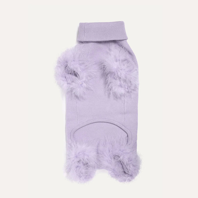 Max Bone Feather Dog Knit Onesie - Lavender